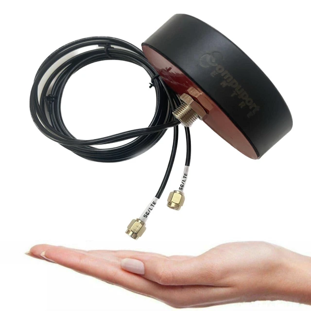 Alt view image 6 of 10 - CompuPort 5G LTE Puck Antenna MIMO Omni-Directional with Dual-Diversity 2x3' SMA Male Connector Cables Designed to Work with Sierra Airlink, Teltonika, Microhard, DiGi, or Any SMA modems