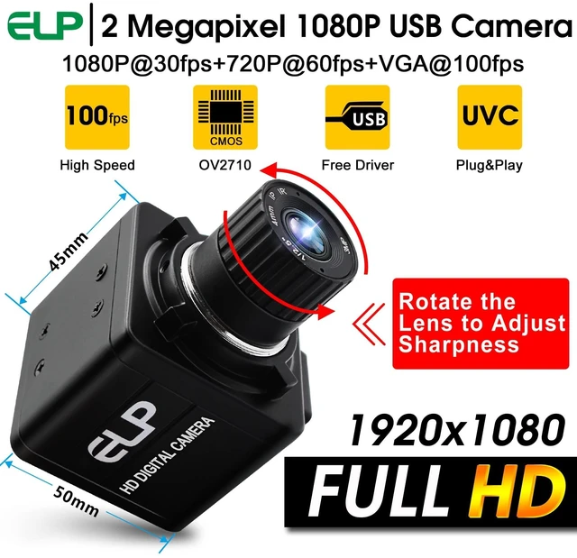 Alt view image 9 of 10 - ELP USB Camera Manual Zoom 4mm Lens Prototype Camera 2Megapixel 1080p Webcam Cmos OV2710 Webcamera High fps 100fps Web Cam Security Surveillance Dog Pet Baby Video Monitoring USB Cameras for Most OS