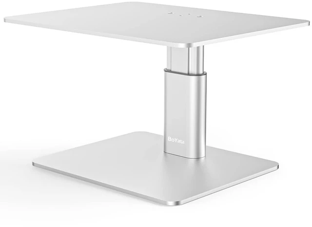 Alt view image 6 of 10 - BoYata Monitor Riser Stand, Adjustable Height Metal Desktop Stand Storage Organizer Compatible with TV, PC, Laptop, Computer, iMac, and All Screen Display-Silver