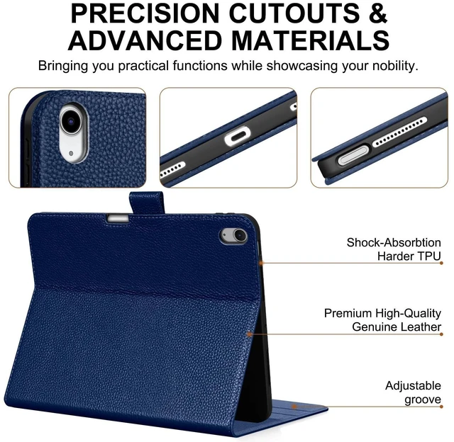Alt view image 9 of 10 - Thryxop Genuine Leather Case for iPad Air 13 inch M4 2026/M3 2025/M2 2024, with Pencil Holder and Adjustable Stand, Magnetic Closure, Auto Wake/Sleep Cover ^^ Blue