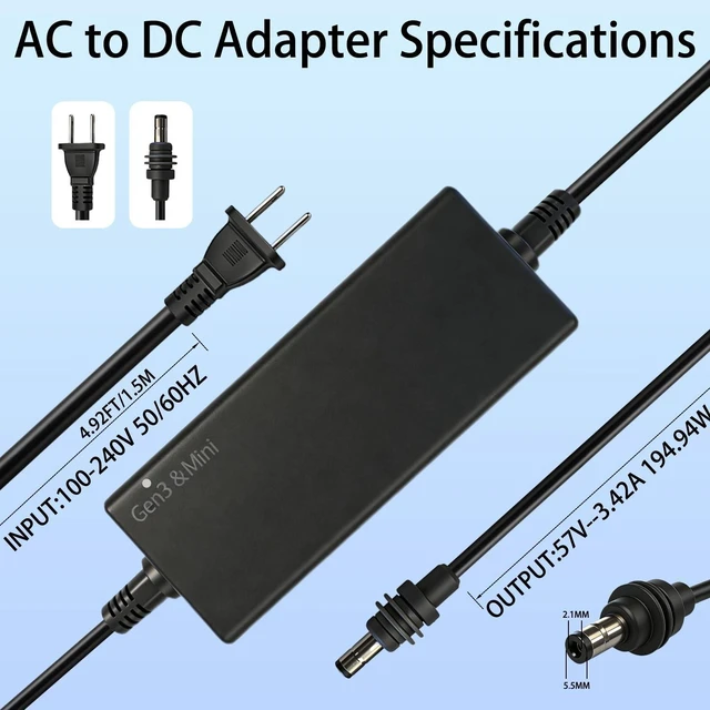 Alt view image 7 of 10 - Starlink Power Supply - 195W AC Adapter ^^ Replacement Waterproof Starlink Charger for Mini &Gen3 Standard Kits 16.4FT(5M), 57V 3.42A with Multi-Protection 18AWG