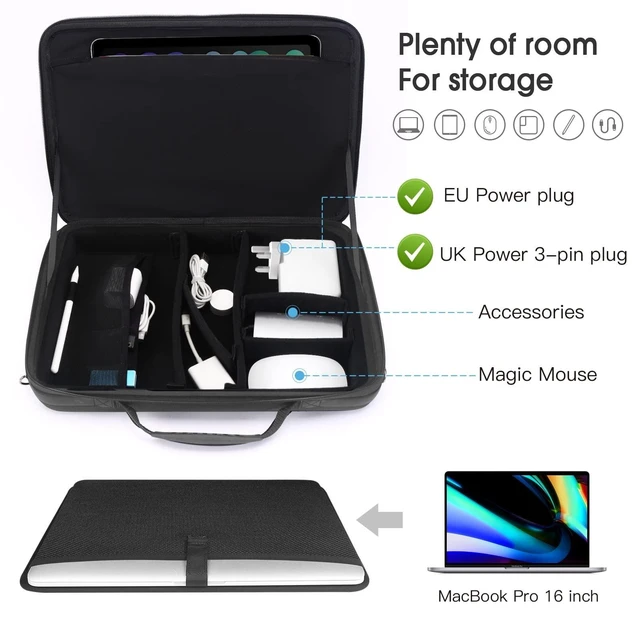 Alt view image 7 of 10 - Smatree Hard Laptop Shoulder Bag for 16 inch MacBook Pro M4 2024/M3 2023, 13 inch iPad Pro M5 2025/11 inch iPadPro M5 2025/13 inch iPad Air M3 2025, 15 inch Dell XPS 15 9510 (Fit US/EU/UK Power Plug)
