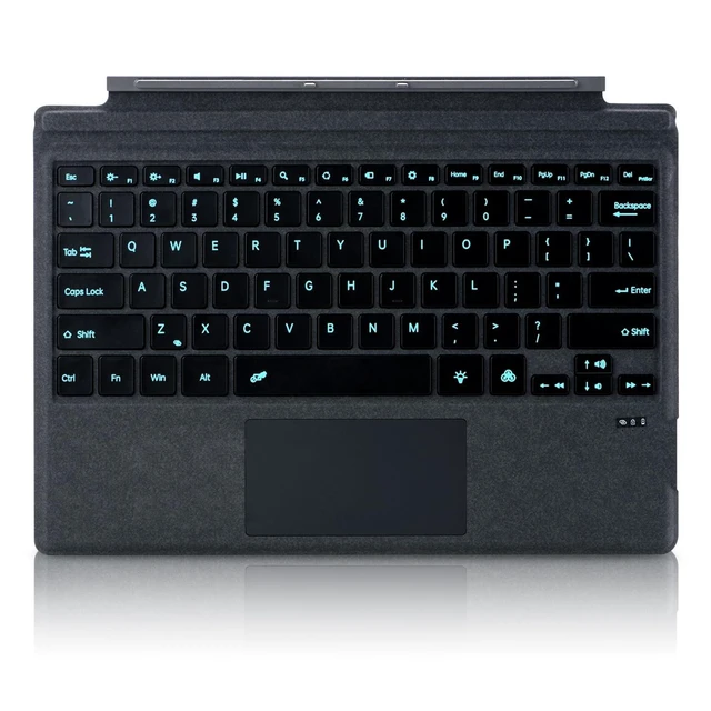 Alt view image 6 of 10 - Keyboard Type Cover for Microsoft Surface Pro 7+ / Pro 7/6 / 5/4 / 3, 12.3 inch, Ultra-Slim Bluetooth Multi-Touchpad Mouse Rechargeable, 7-Color LED Backlit (Charcoal with Backlit)