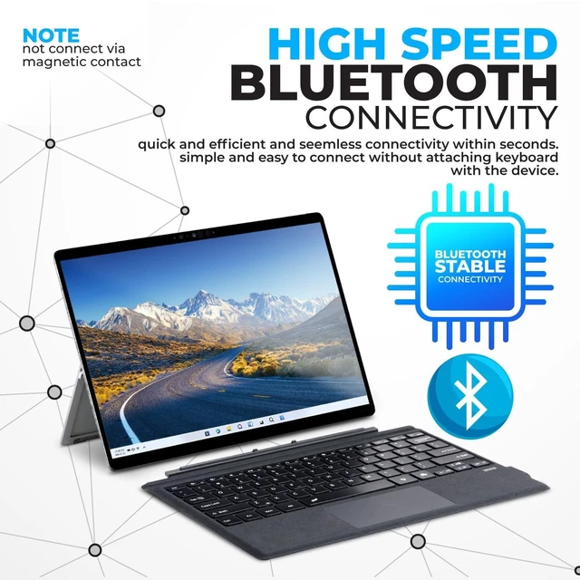 Alt view image 7 of 10 - Keyboard Type Cover for Microsoft Surface Pro 7+ / Pro 7/6 / 5/4 / 3, 12.3 inch, Ultra-Slim Bluetooth Multi-Touchpad Mouse Rechargeable, 7-Color LED Backlit (Charcoal with Backlit)