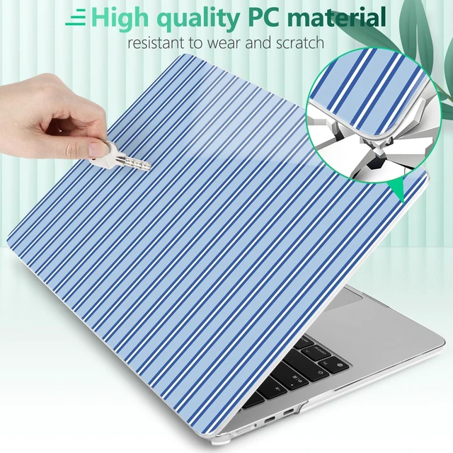 Alt view image 10 of 10 - Yebiseven for M4 MacBook Air 15 inch Case 2025 2024 2023 Released A3241 A3114 M3 A2941 M2, Hard Shell Laptop Case with Keyboard Cover & Trackpad Film & 2 OTG Adapters, Blue Stripes
