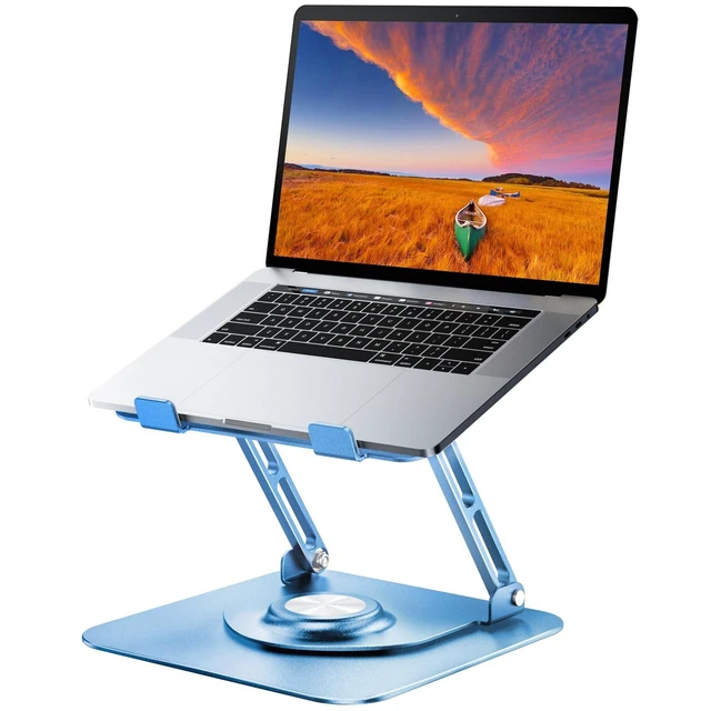 Alt view image 6 of 10 - JOYEKY Laptop Stand for Desk, Adjustable Computer Stand with 360 Rotating Base, Ergonomic Laptop Riser for Collaborative Work, Foldable & Portable Laptop Stand, fits for All 10-16" Laptops (Blue)