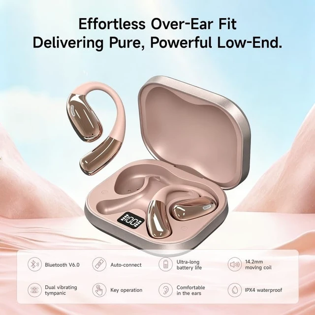 Alt view image 9 of 10 - LavChic A51 Open Ear Headphones, Wireless Earbuds with Bluetooth 6.0