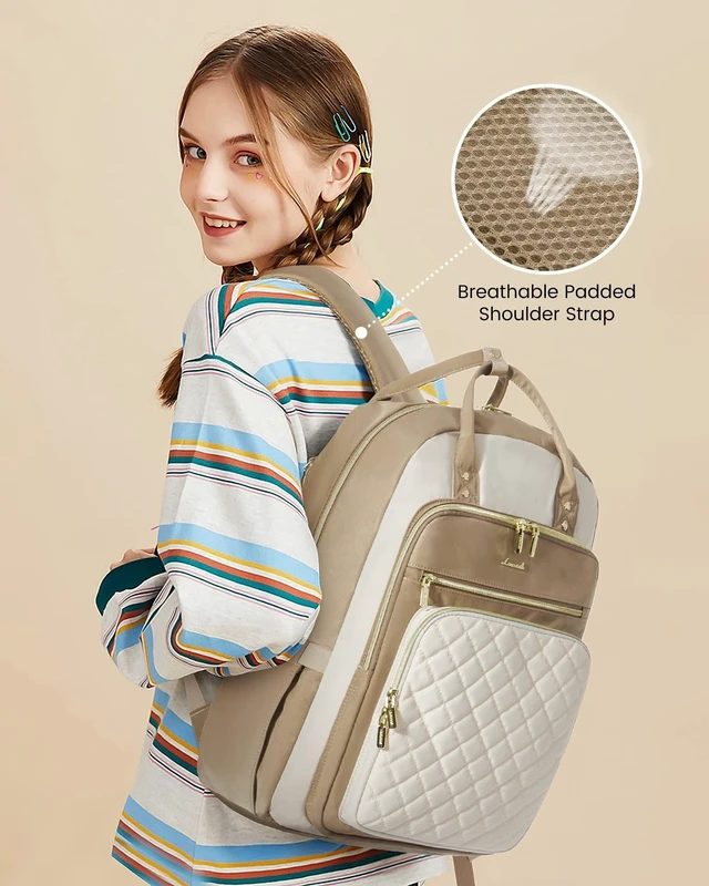 Alt view image 10 of 10 - LOVEVOOK Laptop Backpack for Women, Stylish Backpack Purse with USB Port for Travel Work Commuter, Lightweight Casual Daypacks, Nurse Teacher Computer Bag, College Bookbag, Fit 15.6" Laptop