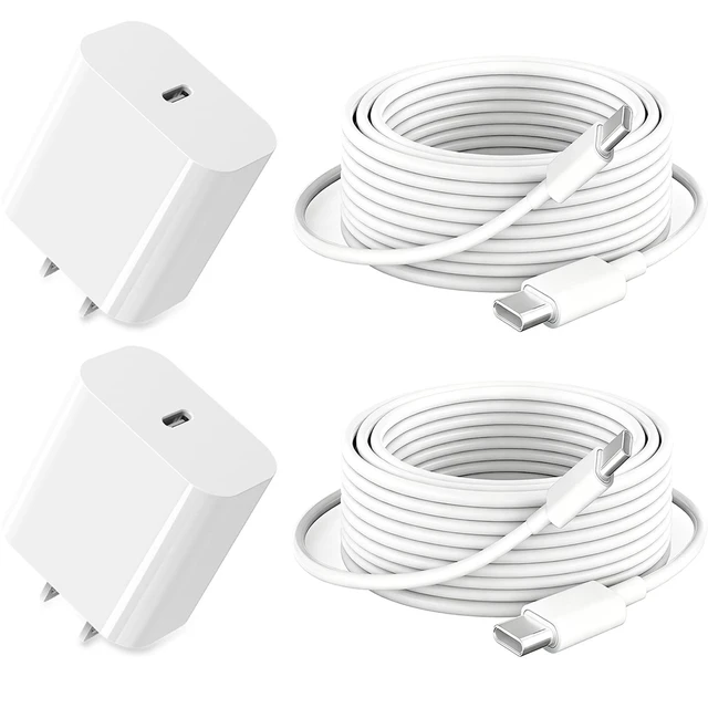 Alt view image 6 of 10 - GKW iPad Charger Fast Charging 10ft for Apple iPad A16/11th/10th/Pro 13/12.9/11-inch/Air/Mini A17 Pro,2-Pack 20W USB-C Charger Block & 2-Pack Long 10 ft USB-C Cable for iPhone 17/16/15 Series, White