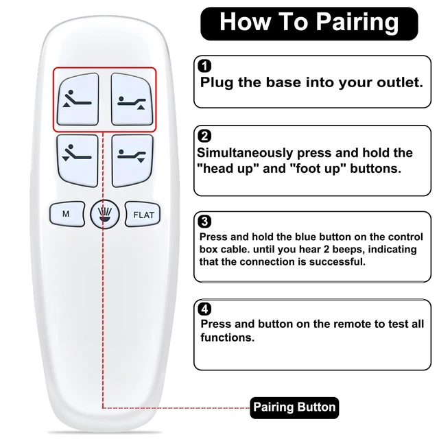 Alt view image 6 of 8 - Rankle Memory Replacement Remote for Lucid L300 Adjustable Bed, for Bed Tech Bedtech BT2000, for Milemont Richmat HJH13D, for AMBEE21 CastleBeds (Version Without BT)