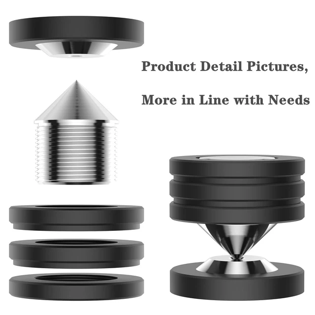 Alt view image 8 of 10 - 4 Pcs Speaker Feet Isolation Pads POM Spike Stand Subwoofer Feet with Stainless Steel Speaker Pads for Vibration Damping,HiFi Speakers,Audio Amplifiers,DAC and CD Player (49X35mm, Speaker Feet Pads)