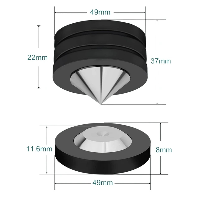 Alt view image 10 of 10 - 4 Pcs Speaker Feet Isolation Pads POM Spike Stand Subwoofer Feet with Stainless Steel Speaker Pads for Vibration Damping,HiFi Speakers,Audio Amplifiers,DAC and CD Player (49X35mm, Speaker Feet Pads)