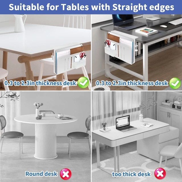 Alt view image 9 of 10 - osseph Desk Side Storage, Desk Laptop Holder with Magnetic Pen Holder, No Drill Desk Side Organizer for Office and Home Fits Flat Edge 0.3" to 2.3"