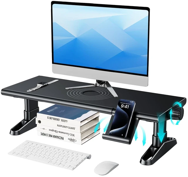 Alt view image 6 of 10 - NIFBANG Computer Monitor Stand Riser for Desk,4.4-5.7 Inches Freely Height Adjustable with Cellphone Holder,Multi-Purpose Desktop Organizer Monitor Stands Riser for Computer,Laptop,Printer,TV (BLack)