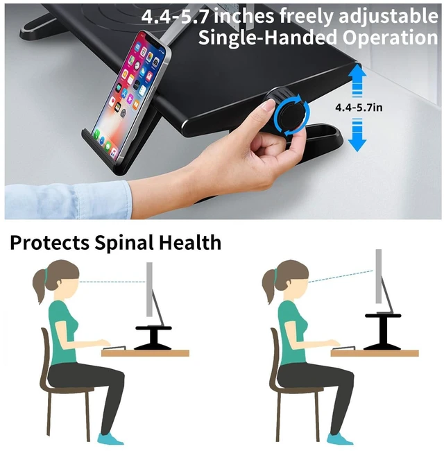 Alt view image 7 of 10 - NIFBANG Computer Monitor Stand Riser for Desk,4.4-5.7 Inches Freely Height Adjustable with Cellphone Holder,Multi-Purpose Desktop Organizer Monitor Stands Riser for Computer,Laptop,Printer,TV (BLack)