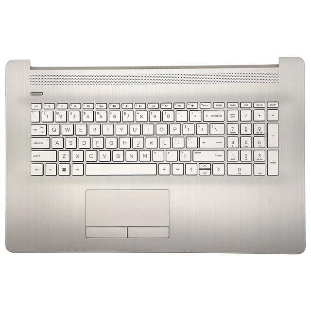 Alt view image 6 of 10 - Replacement Upper Case Palmrest for HP 17-by 17-CA 17T-by 17Z-CA Series Laptop Touchpad Backlight Keyboard Assembly Top Cover L92787-001 6070B1308113 Non-PTP Function Natural Silver