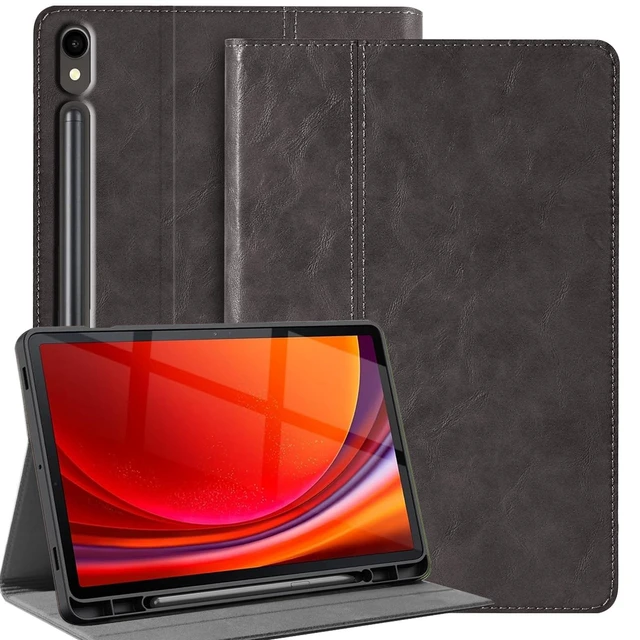 Alt view image 6 of 10 - Gexmil Leather Case for Samsung Galaxy Tab S10 Lite/ S10 FE / S9 FE 10.9 Inch,S9 11 Inch with Pencil Holder,Shockproof Protective Smart Folio, Tablet Cover Adjustable Stand, Grey