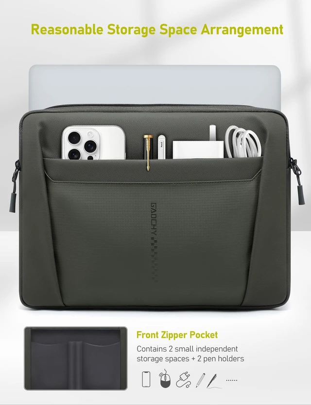 Alt view image 7 of 10 - GAOCHY 15-16 Inch Laptop Sleeve Bag Water-Resistant Laptop Case for MacBook Pro 16 M4/M3/M2/M1 Pro/Max 2024-2021, Vivobook 15/16, 15.6 Inch Chromebook/Inspiron/Latitude/IdeaPad, XPS 16, Green
