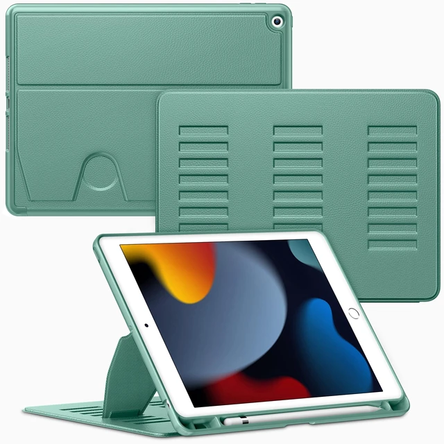Alt view image 6 of 10 - VIKESI Case for iPad 9th / 8th / 7th Generation 10.2 inch (2021/2020/2019 Released),Multiple Angles Magnetic Stand Cover,Shockproof Back,Pencil Holder,and Auto Sleep/Wake,Forest Green
