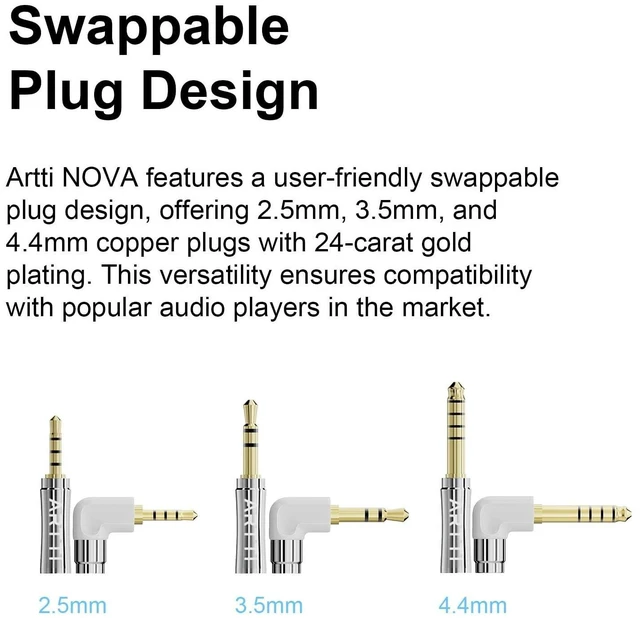 Alt view image 7 of 10 - ARTTI A2 NOVA IEM Earphone Cable 2.5/3.5/4.4mm 3in1 Plug Detachable Earbuds Upgraded Cable, Replacement Cable for Audiophile Musician(QDC Right Angle Plug)