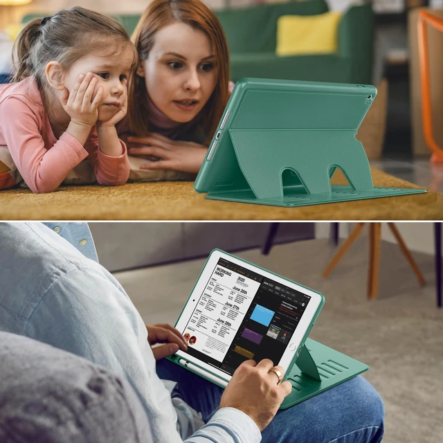 Alt view image 7 of 10 - VIKESI Case for iPad 9th / 8th / 7th Generation 10.2 inch (2021/2020/2019 Released),Multiple Angles Magnetic Stand Cover,Shockproof Back,Pencil Holder,and Auto Sleep/Wake,Forest Green