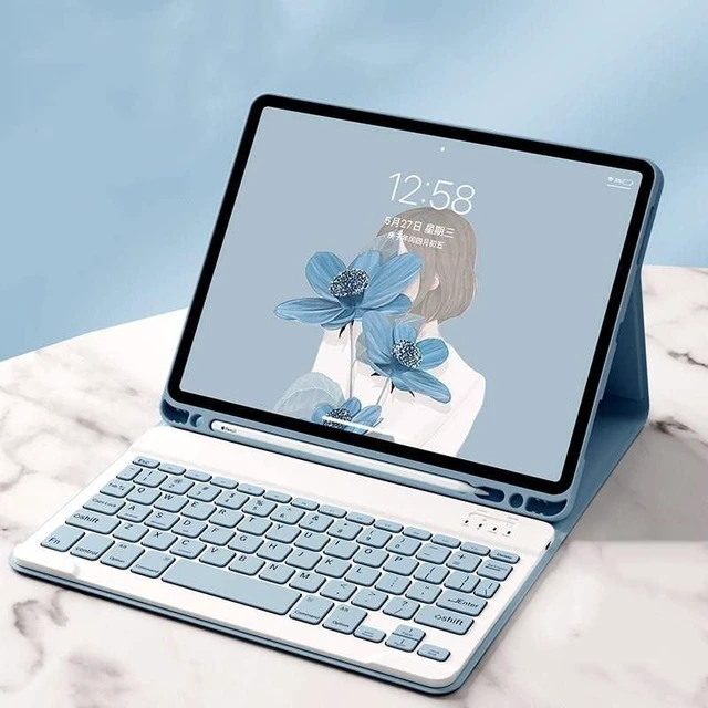 Alt view image 9 of 10 - YEEHi Color Keyboard for Galaxy Tab S10 FE / S9 FE 10.9", Tab S9/S8/S7 11" Case with Cute Detachable Bluetooth Keyboard Lightweight Folio Cover with Pen Holder,Mist Blue