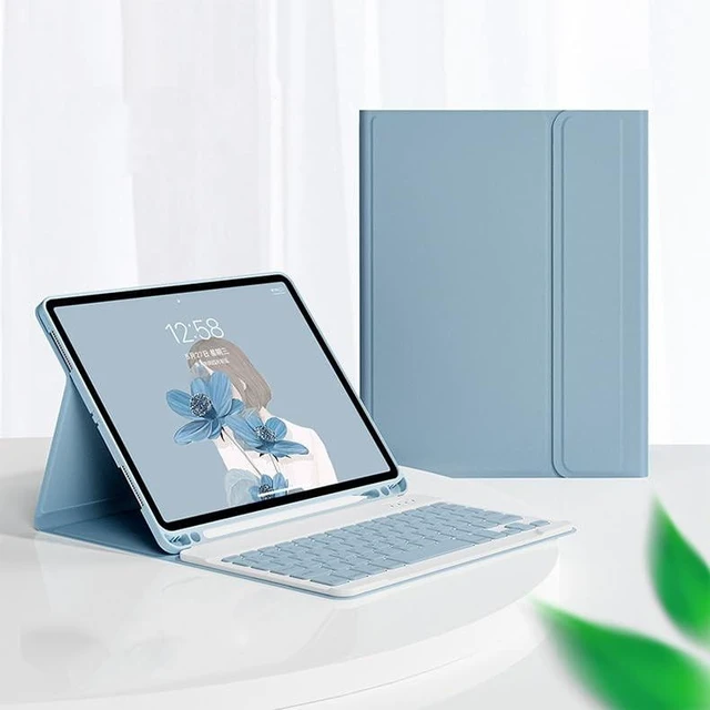 Alt view image 10 of 10 - YEEHi Color Keyboard for Galaxy Tab S10 FE / S9 FE 10.9", Tab S9/S8/S7 11" Case with Cute Detachable Bluetooth Keyboard Lightweight Folio Cover with Pen Holder,Mist Blue