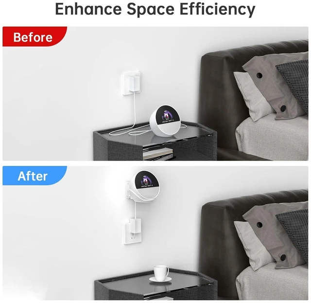 Alt view image 10 of 10 - MSAFF Wall Mount Bracket for Spot 2024 Release -ABS Spot Accessories,Fixed Angle Space Saving Holder with Cable Organizer, Smart Alarm Clock Shelf, Great for Nightstands, Offices and Kitchens