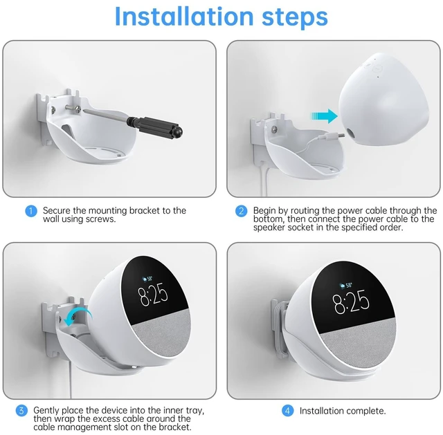 Alt view image 9 of 10 - MSAFF Wall Mount Bracket for Spot 2024 Release -ABS Spot Accessories,Fixed Angle Space Saving Holder with Cable Organizer, Smart Alarm Clock Shelf, Great for Nightstands, Offices and Kitchens