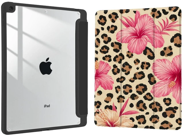 Alt view image 6 of 10 - Joylan Case for iPad 6th/5th Generation 9.7 inch (2018/2017),Built-in Pencil Holder with Shockproof Cover Clear Transparent Back Shell Auto Wake/Sleep,Pink