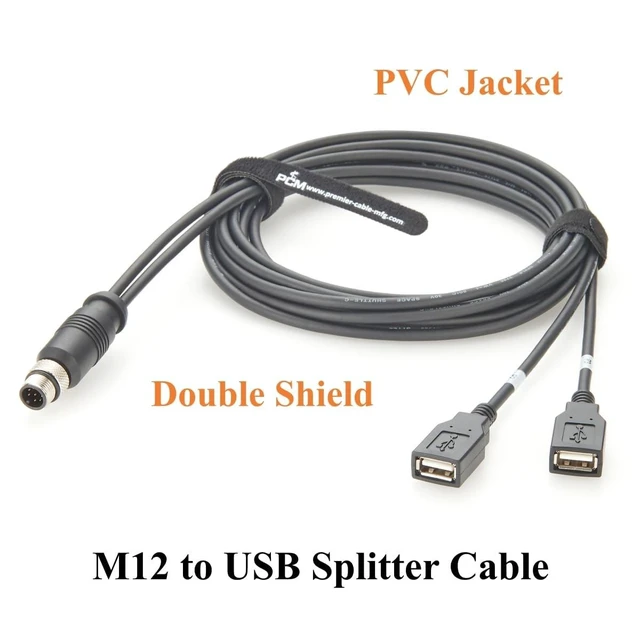 Alt view image 6 of 8 - Plinkwirekb M12 A-Code 8Pin Male to Dual USB 2.0 Female Extension Cable IP67 Shielded M12 to USB Type A Cable Compatible with M12-2USB-300 for PLC, Sensors, Industrial Automation(3M/9.84FT)