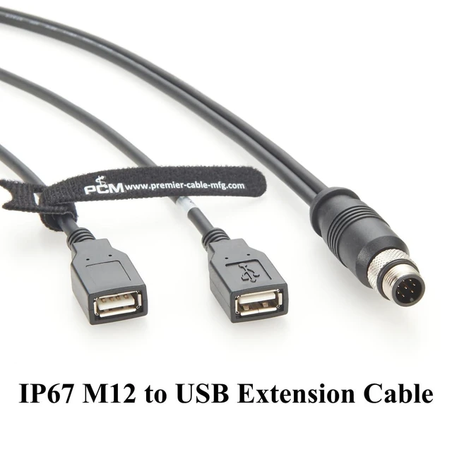Alt view image 8 of 8 - Plinkwirekb M12 A-Code 8Pin Male to Dual USB 2.0 Female Extension Cable IP67 Shielded M12 to USB Type A Cable Compatible with M12-2USB-300 for PLC, Sensors, Industrial Automation(3M/9.84FT)