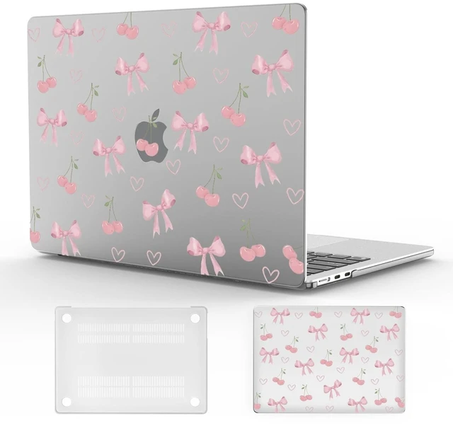 Alt view image 6 of 10 - CozyNestCY 13 Inch Cute Pink Cherry Bow Case for MacBook Air Stylish Women Plastic Hard Shell Touch ID A1932 A2179 M1 A2337 Girly Pattern Slim Protect Cover for MacBook 13.32022 2021 2020 2019 2018