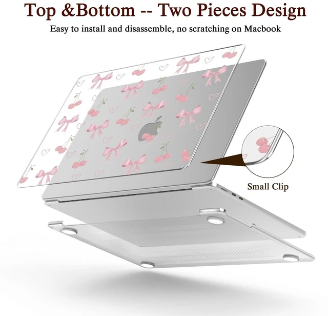 Alt view image 7 of 10 - CozyNestCY 13 Inch Cute Pink Cherry Bow Case for MacBook Air Stylish Women Plastic Hard Shell Touch ID A1932 A2179 M1 A2337 Girly Pattern Slim Protect Cover for MacBook 13.32022 2021 2020 2019 2018