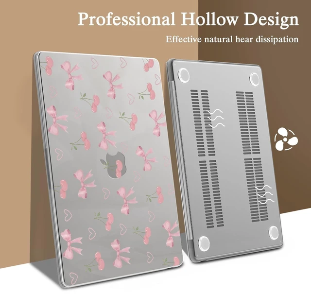 Alt view image 8 of 10 - CozyNestCY 13 Inch Cute Pink Cherry Bow Case for MacBook Air Stylish Women Plastic Hard Shell Touch ID A1932 A2179 M1 A2337 Girly Pattern Slim Protect Cover for MacBook 13.32022 2021 2020 2019 2018