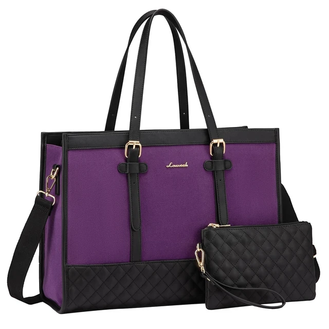 Alt view image 6 of 10 - LOVEVOOK Laptop Bag for Women 15.6 inch Canvas Laptop Tote Bag, Large Capacity Work Bag with Clutch Purse, Computer Bag Office Business Briefcase, Casual Handbag for Travel College Teacher School