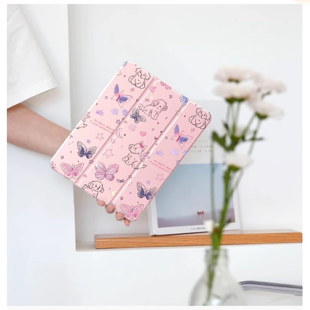 Alt view image 7 of 10 - BlHMCASE Cute Kawaii Puppy Butterfly for iPad Air 11 Inch Case 7th/6th Generation (M3/M2) 2025/2024 with Pencil Holder, Auto Sleep/Wake, Pink Leather Clear Acrylic Back Cover
