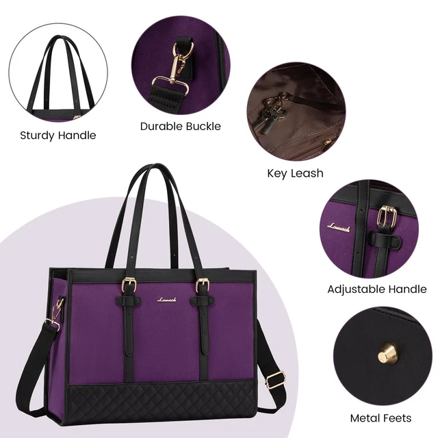 Alt view image 10 of 10 - LOVEVOOK Laptop Bag for Women 15.6 inch Canvas Laptop Tote Bag, Large Capacity Work Bag with Clutch Purse, Computer Bag Office Business Briefcase, Casual Handbag for Travel College Teacher School