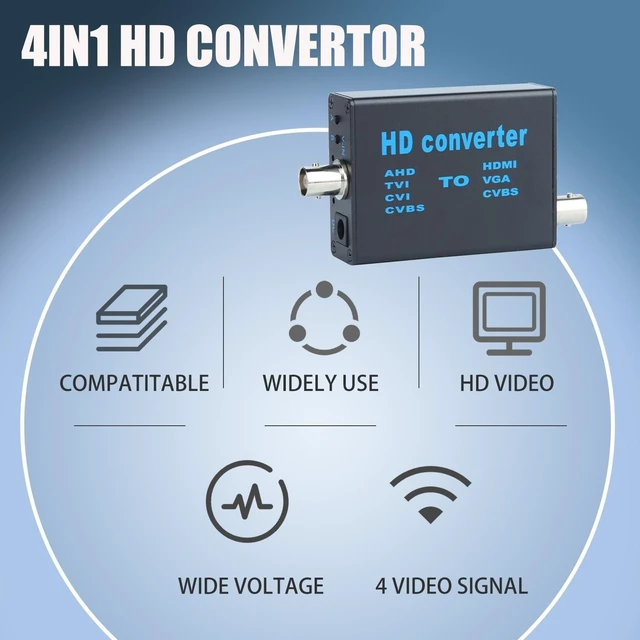 Alt view image 8 of 10 - BNC Cable to HDMI Video Signal Convertor,Audio Video Capture Converte,4 in 1 HD Convertor AHD/TVI/CVI/CVBS Signal to HDMI/VGA/CVBS 1080p for Camera/DVR/CCTV Security System