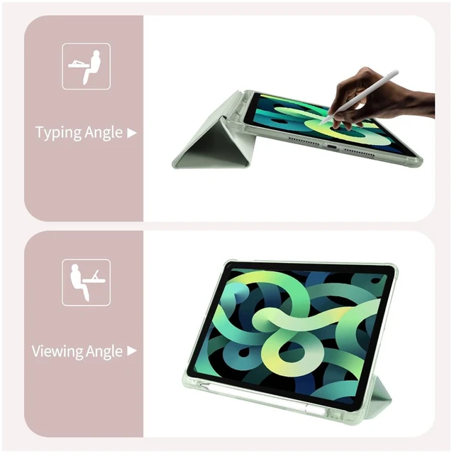Alt view image 10 of 10 - Cute Kawaii Flower for iPad Air 11 Inch Case 7th/6th Generation (M3/M2) 2025/2024 with Pencil Holder, Auto Sleep/Wake, Green Leather Soft TPU Back Cover