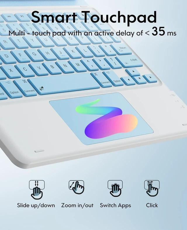 Alt view image 10 of 10 - GreenLaw for iPad Air 11 inch case with Keyboard (M3/M2) 2025/2024, for iPad Pro 11 (4th/3rd/2nd/1st Gen) & iPad Air 5th/4th Gen, 7-Color Backlit, Smart Touchpad, 2 Device Connection, Light Blue