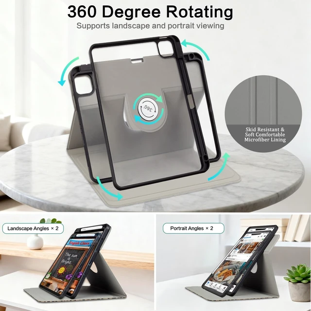 Alt view image 10 of 10 - Lokigo Rotating Case for iPad Air 11 Inch M3/M2 (2025/2024), iPad Air 5th/4th Generation Case(2022/2020),iPadPro 11 Inch 4th/3rd/2nd/1st Generation Cover 2022/2021/2020/2018, Leopard