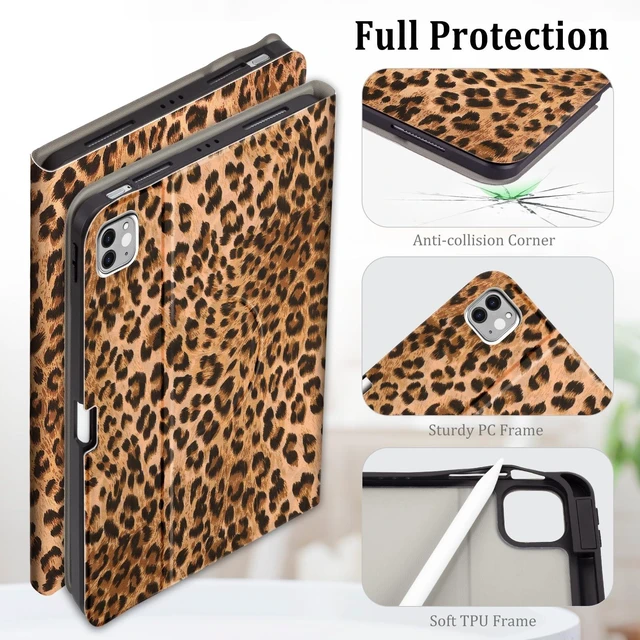 Alt view image 9 of 10 - Lokigo Rotating Case for iPad Air 11 Inch M3/M2 (2025/2024), iPad Air 5th/4th Generation Case(2022/2020),iPadPro 11 Inch 4th/3rd/2nd/1st Generation Cover 2022/2021/2020/2018, Leopard