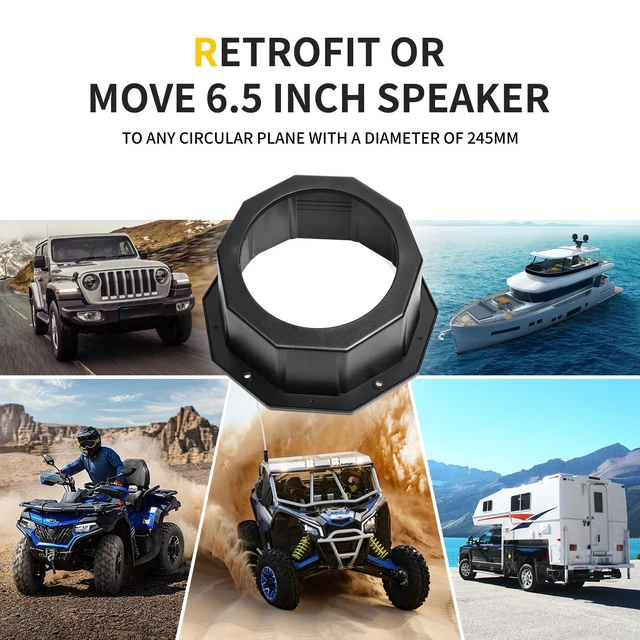 Alt view image 7 of 10 - RERPRO 2PCS 6.5 Inch Speaker Box Pods Enclosure, Angled Speaker Boxes for Marine, UTVs, RVs, Truck, Golf Carts, ATVs, Doors, 9.64" Surface Mount, with Spacer, Pre-Drill Hole