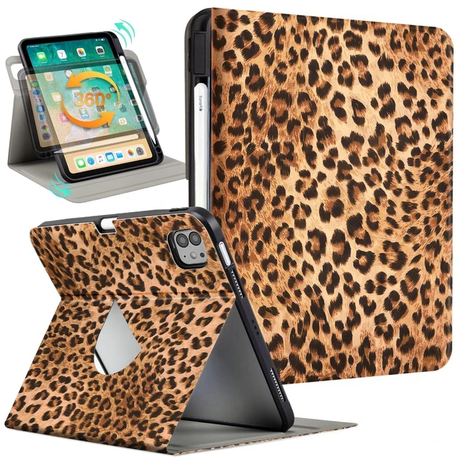 Alt view image 6 of 10 - Lokigo Rotating Case for iPad Air 11 Inch M3/M2 (2025/2024), iPad Air 5th/4th Generation Case(2022/2020),iPadPro 11 Inch 4th/3rd/2nd/1st Generation Cover 2022/2021/2020/2018, Leopard