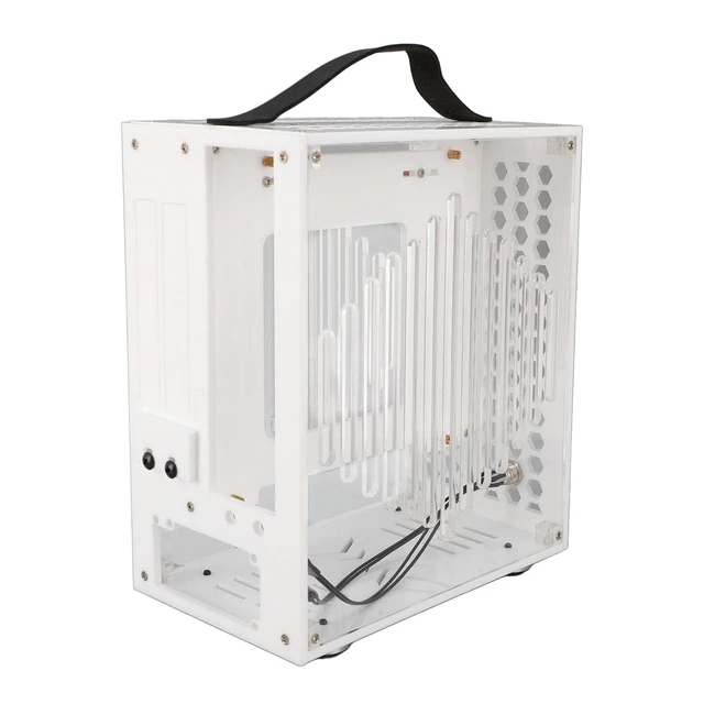 Alt view image 6 of 10 - ASHATA Mini ITX PC Case, 23x20.5x12cm Compact Clear Acrylic Computer Case for ITX Motherboard with 360 Degree Open Hollow Design, for Flex Power Supply and 190mm Graphics Card (White)