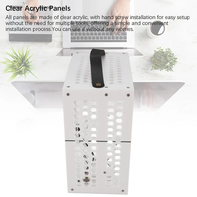Alt view image 7 of 10 - ASHATA Mini ITX PC Case, 23x20.5x12cm Compact Clear Acrylic Computer Case for ITX Motherboard with 360 Degree Open Hollow Design, for Flex Power Supply and 190mm Graphics Card (White)