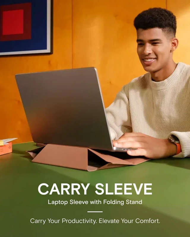 Alt view image 8 of 10 - MOFT Laptop Carry Sleeve, 2-in-1 Laptop Bag & Stand for 15" MacBook Air & Dell/HP/Lenovo/Asus, Stylish Slim Computer Sleeve Bag with Expandable Storage for Computer Accessories, Night Black