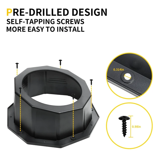 Alt view image 9 of 10 - RERPRO 2PCS 6.5 Inch Speaker Box Pods Enclosure, Angled Speaker Boxes for Marine, UTVs, RVs, Truck, Golf Carts, ATVs, Doors, 9.64" Surface Mount, with Spacer, Pre-Drill Hole