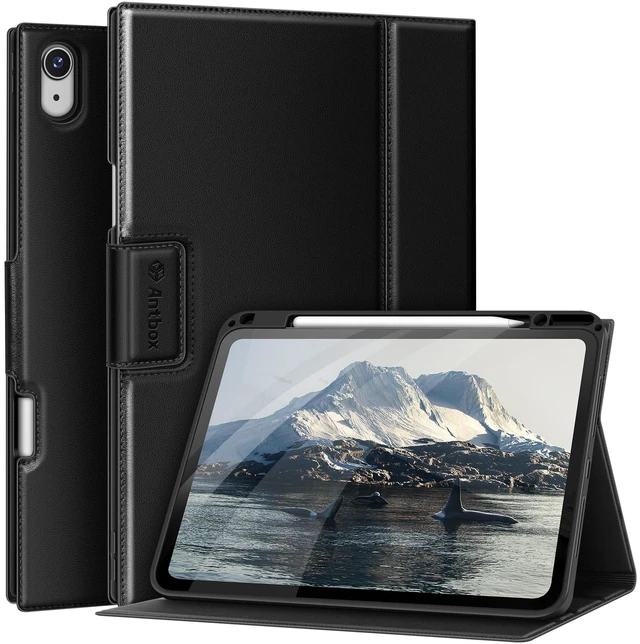Alt view image 6 of 10 - Antbox Case for iPad Air 13 Inch 2026 M4 /2025 M3 /2024 M2, Premium Vegan Leather, Fully Supports Pencil Pro and Pencil (USB-C), Auto Sleep/Wake, Built-in Pencil Holder iPad 13 Inch Case (Black)